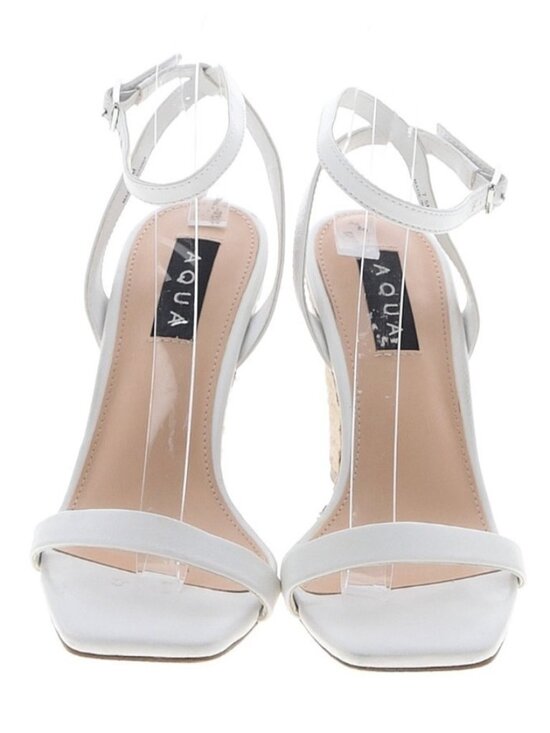 Aqua Ankle Strap Espadrille Wedge Sandals 7.5M, White - Picture 1 of 10